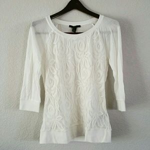 ❌SOLD❌NWOT Cream Lacy Top
