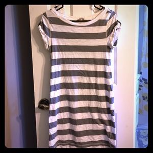 Light, gray and cream striped summer dress