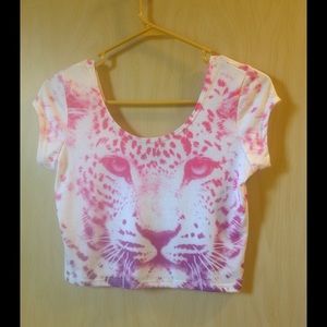 Pacsun Pink and Purple Leopard Crop Top