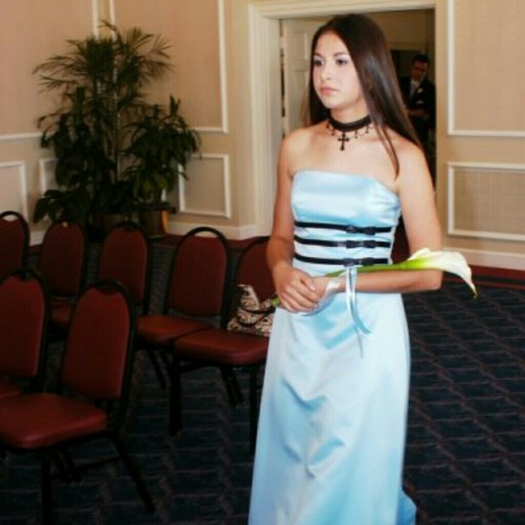 Powder Blue Strapless Homecoming/Prom/Formal Dress - Picture 2 of 4
