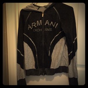 Black and gray Armani zip up. Very light