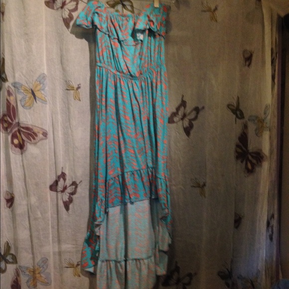 Beautiful Pink&Turquoise High-Low Dress - Picture 2 of 2