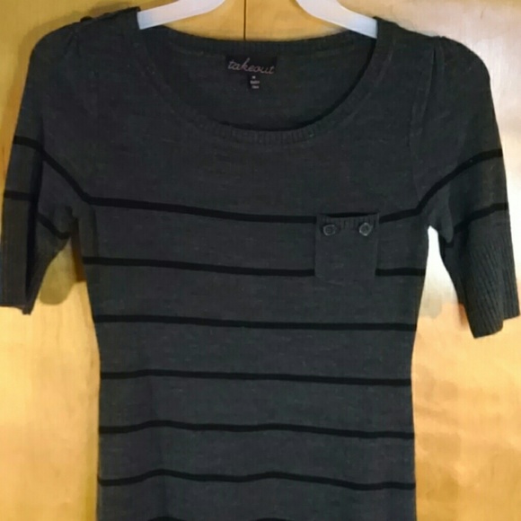 Close-knit gray and black striped dress