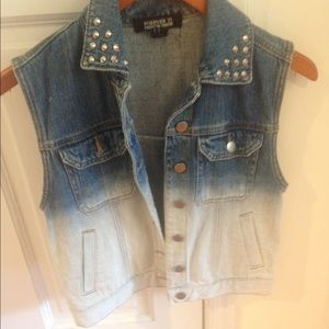 premium denim studded vest