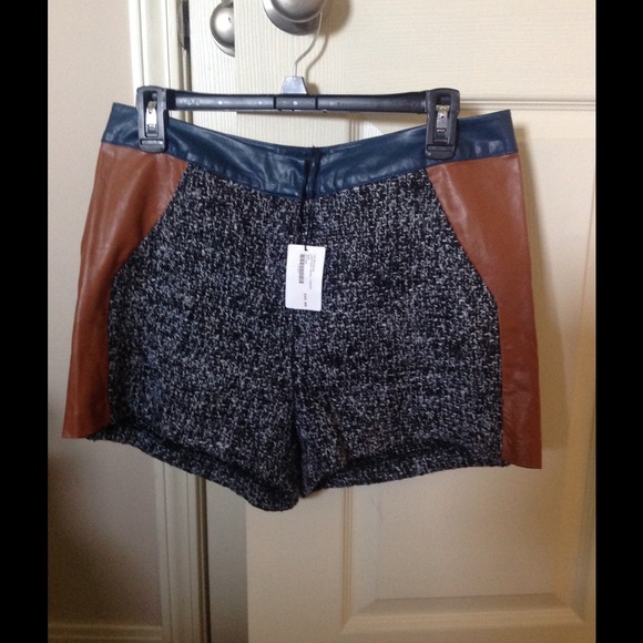 NWT tweed/ leather shorts