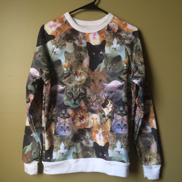 ❌SOLD❌ Cat Print Sweatshirt - Picture 1 of 2
