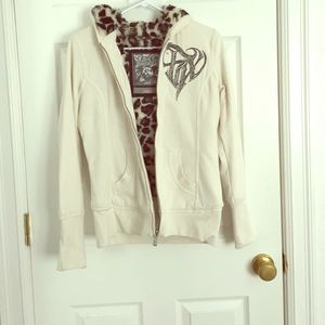 White fox hoodie with leopard fur
