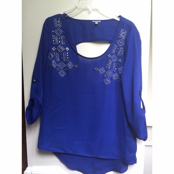 Charlotte Russe Blue Studded Top - Picture 1 of 4