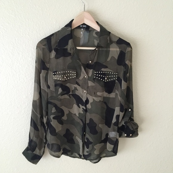 Army Print Blouse