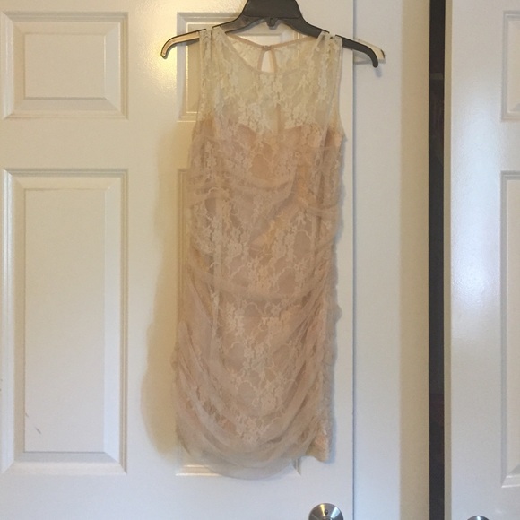 Tan/Cream Dress with Lace and Tool Size Small