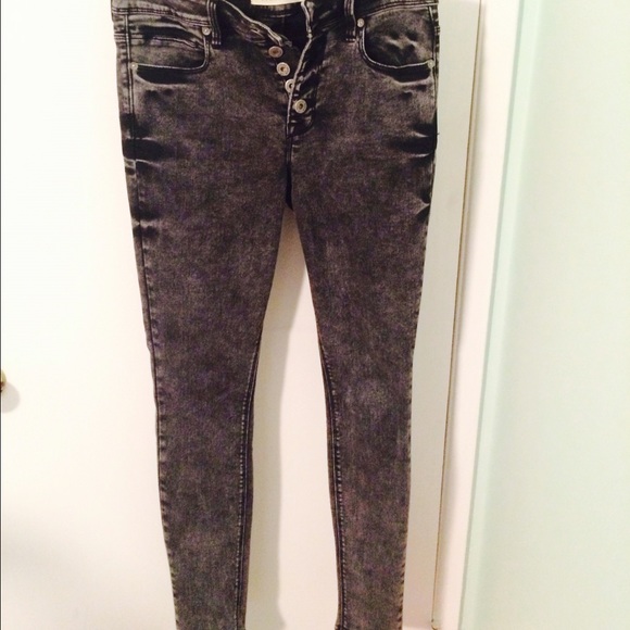 High Wasted Dark Acid Wash Jeans