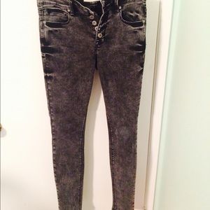 High Wasted Dark Acid Wash Jeans