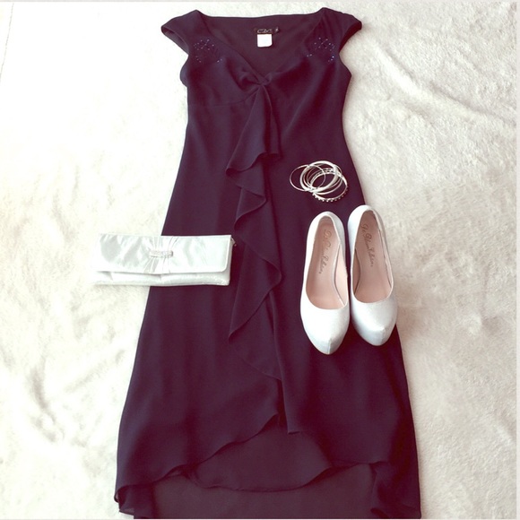 Navy blue long length STUNNING dress. - Picture 2 of 4