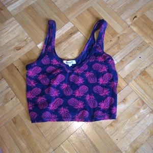 Pineapple printed cropped tank top