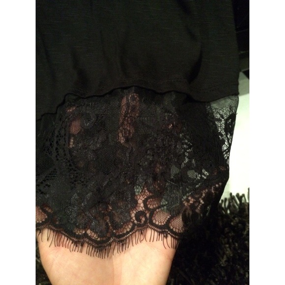 black tank top lace trim on bottom - Picture 2 of 2