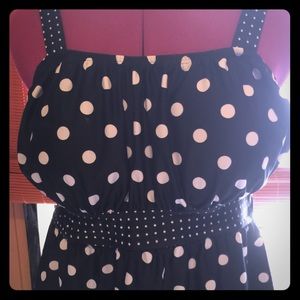 Black and white polka dots tankini top