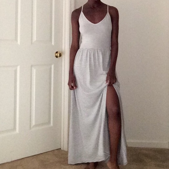 Grey maxi dress with lace detailing
