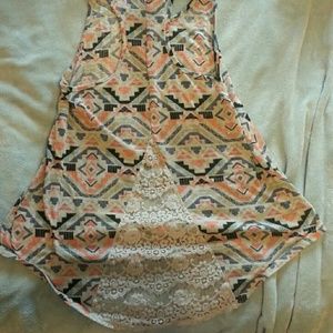 Aztec lace back tank