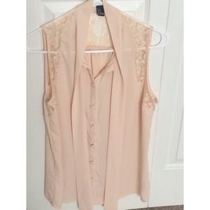 Light pink blouse with lace detail