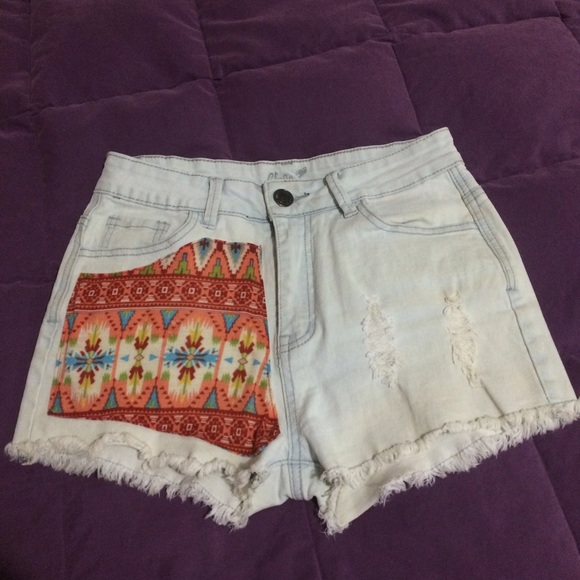 Light blue high waisted shorts