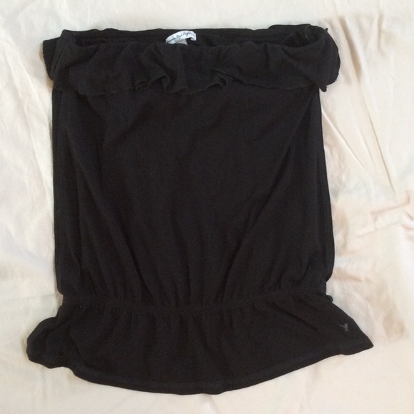 Strapless cotton ruffled top