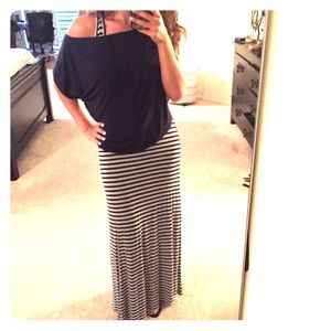 Comfy Anthropologie Maxi Dress with blue cover