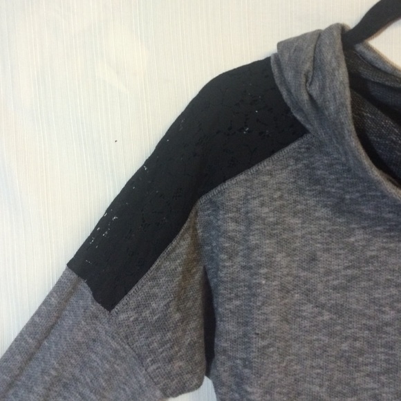 Heather grey lace shoulder sweater