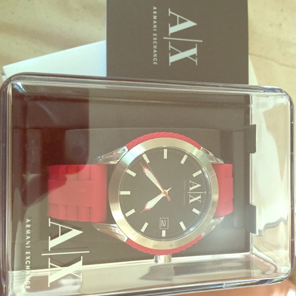 Red Armani Exchange men's watch