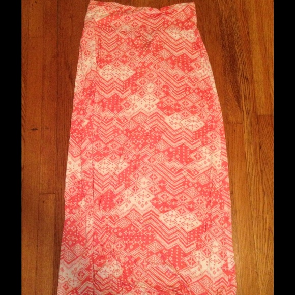 Coral long maxi skirt