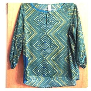 Teal and green blouse