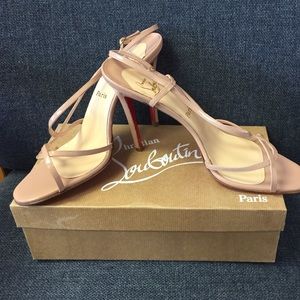 Christian Louboutin Nude Patent Strappy Sandals.