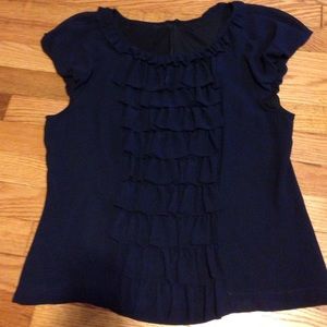 Navy ruffled top