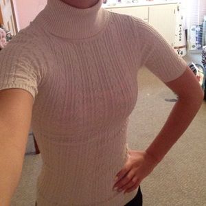 BCBG MaxAzria beige knit turtle neck top