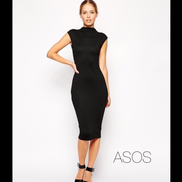 ASOS Dresses & Skirts - ASOS Bodycon Midi Dress w/ High Neck Size 4
