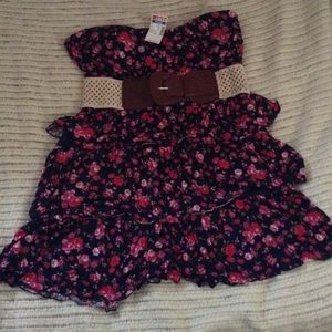 Deb flowered strapless dress