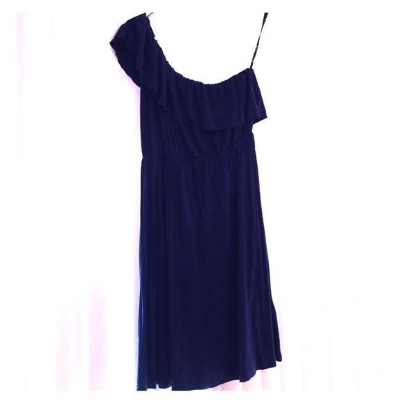 Forever 21 Navy Blue One Shoulder Dress