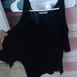 No Shoulder black plain shirt