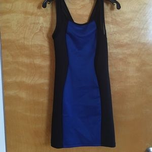 black and blue tight dress.