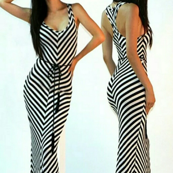 Chevron maxi dress long summer sundress sexy sold - Picture 2 of 3