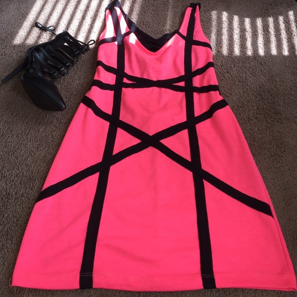 Hot pink and black dress