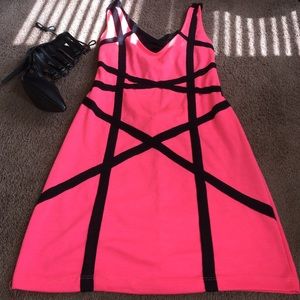 Hot pink and black dress