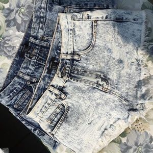 Acid wash high waisted shorts