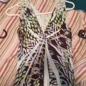 Boston proper Maxi peacock dress NWOT