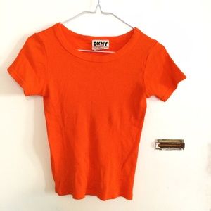 Vintage DKNY orange crop top tee