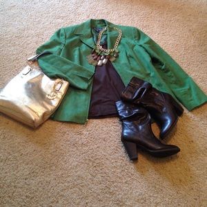 Green suede jacket.