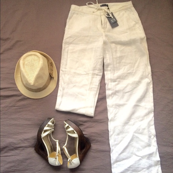Elegant white linen pants