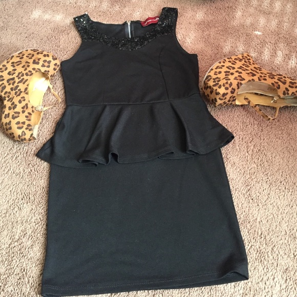 Black sequin top dress