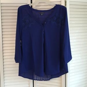 Lace Panel Royal Blue Blouse 💙