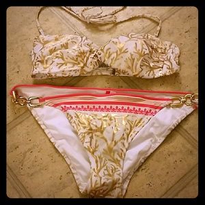 Victoria Secret Coral and gold bikini