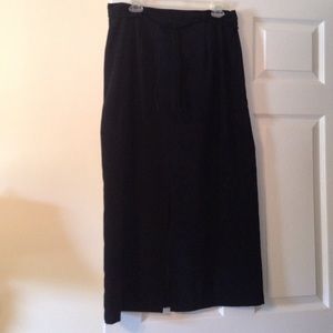 Black faux suede skirt.